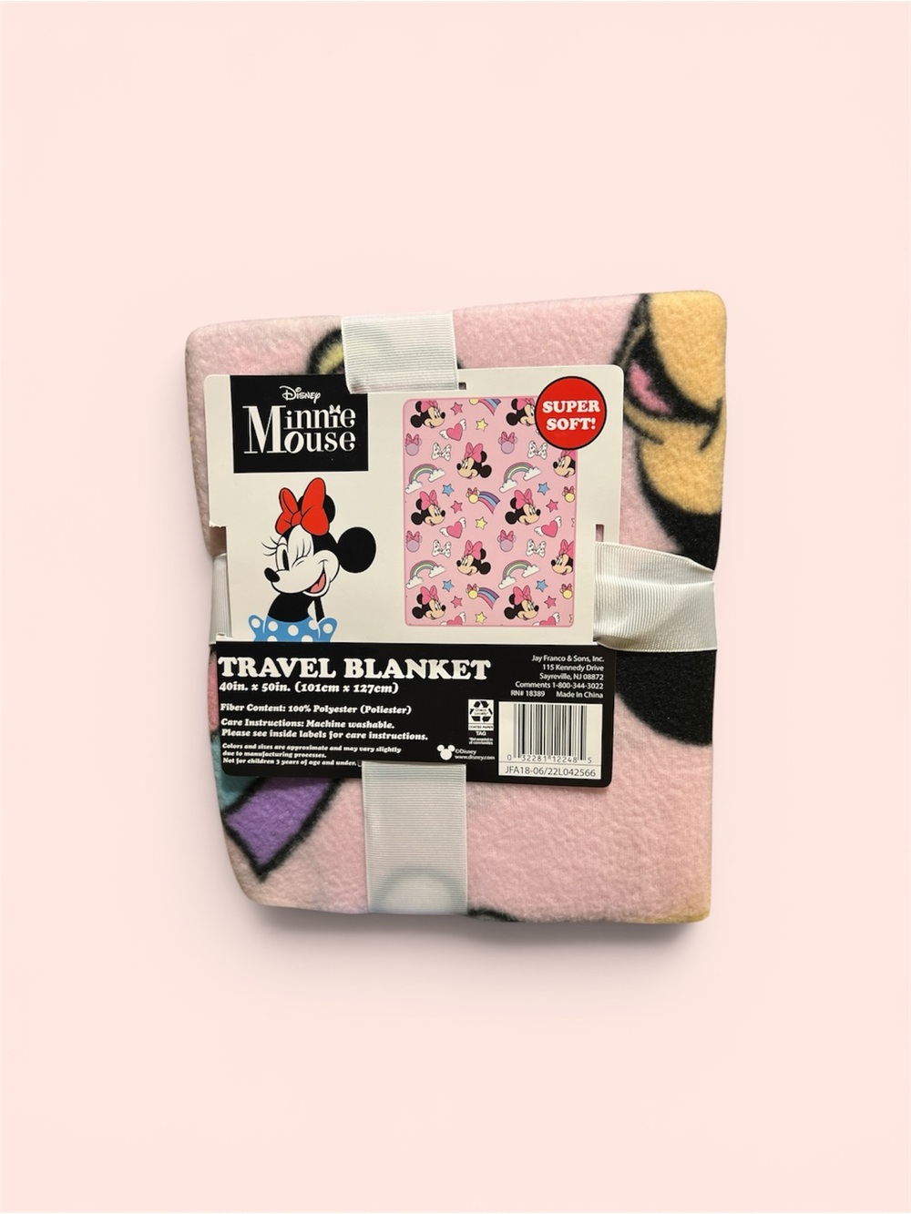 Disney Minnie Mouse Pink Plush Travel Blanket